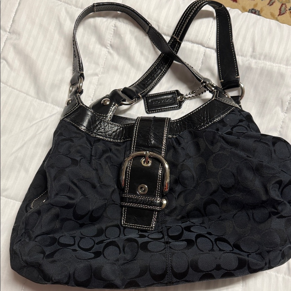Coach Black Signature Buckle Shoulder Bag